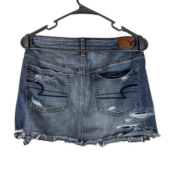 American Eagle Super Stretch Distressed Blue Jean Skirt Size 4 - Picture 5 of 5